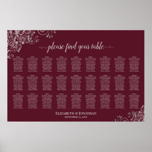 Poster 27 Mesa Carta de Assentos de Casamento Prata em Bu