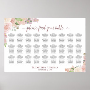 Poster 27 Mesa Rosa Elegante Rosas Casamento Carta de Ass