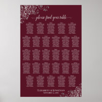 28 Mesa Carta de Assentos de Casamento Prata em Bu