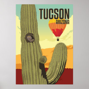 Poster 28"x20 Elf Owl in Saguaro - Tucson, Arizona