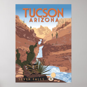 Poster 28" x 20 Seven Falls - Tucson, Arizona