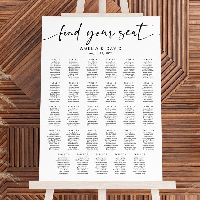 Poster 29 Mesa Encontre seu gráfico de assentos (Criador carregado)