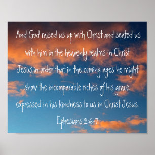 Poster 2:6 de Ephesians do verso da bíblia - 7 em um cé