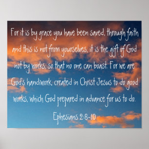 Póster 2:8 bonito de Ephesians do verso da bíblia do cé