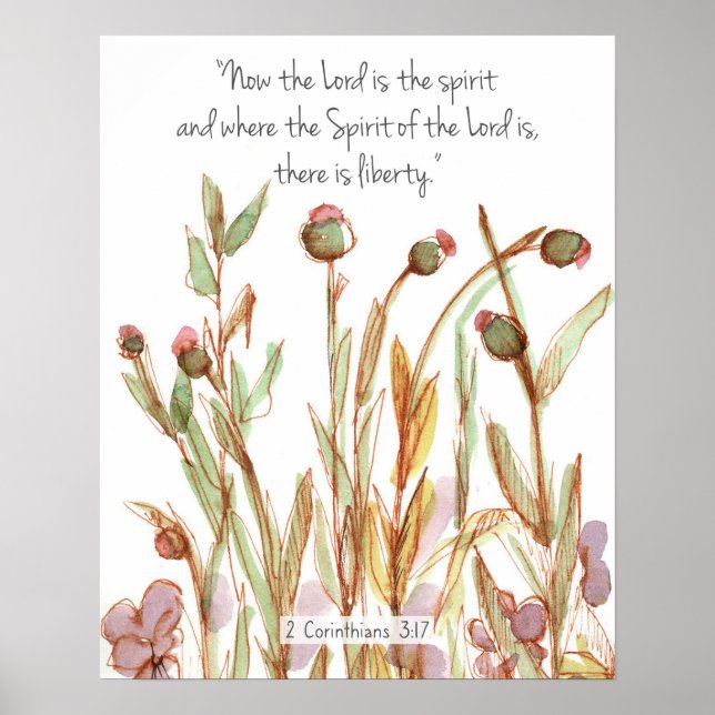 Poster 2 Corinthians 3:17 Bible Scripture Wildflowers (Frente)