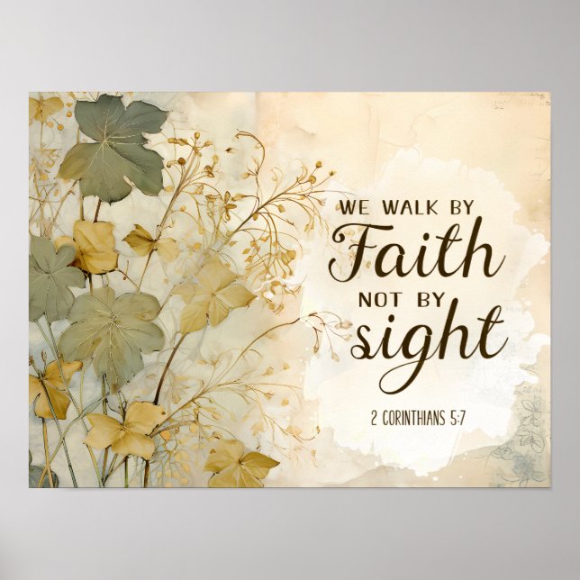 Poster 2 Corinthians 5:7 Caminhamos por Faith Bíblia Vers (Frente)