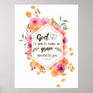 Poster 2 Corinthians 9:8 Deus é capaz de fazer a graça cr