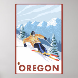 Poster 2 das viagens vintage do Esquiador da neve