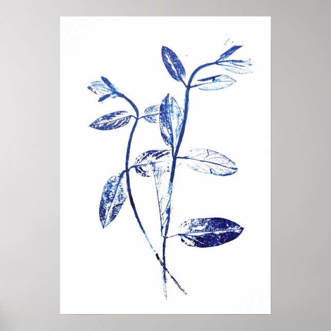 Poster 2 folhas de folhas marinhos azuis (Frente)