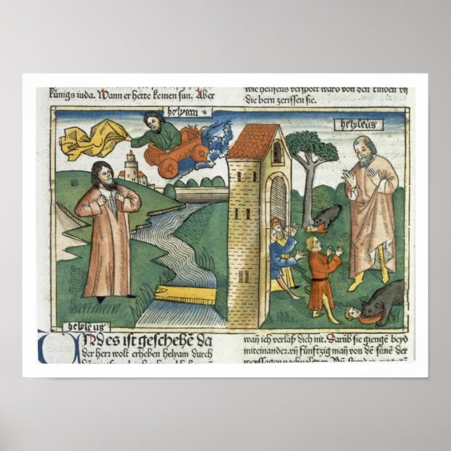 Póster 2 Kings 2 1-24 Elijah sobe para o céu em um turbil (Frente)