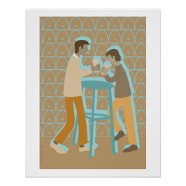 Póster 2 mannen bij praattafel