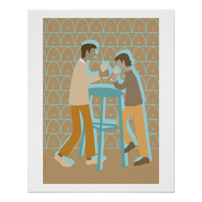 Póster 2 mannen bij praattafel (Frente)