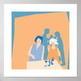Poster 2 men and 2 women in a bar