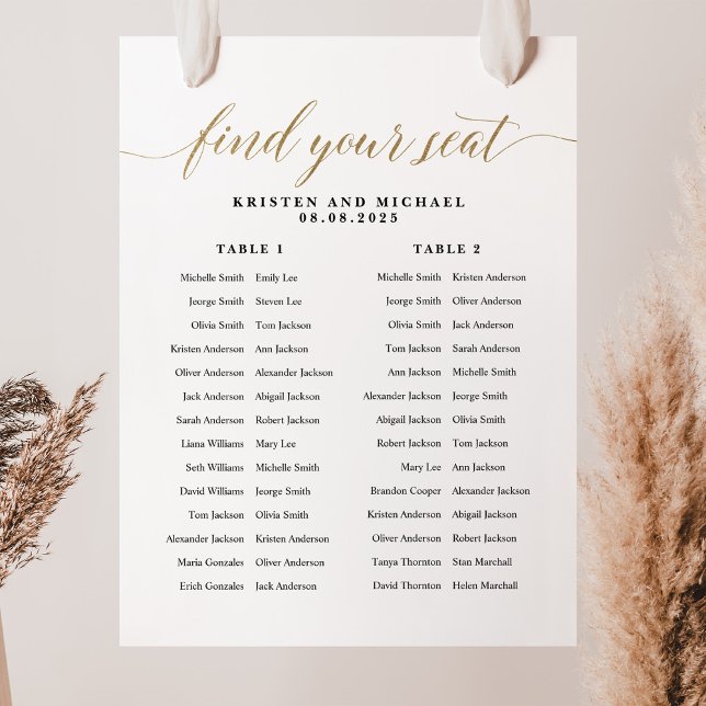 Poster 2 Mesas Longas Encontre seu Gráfico de Assentos (Criador carregado)