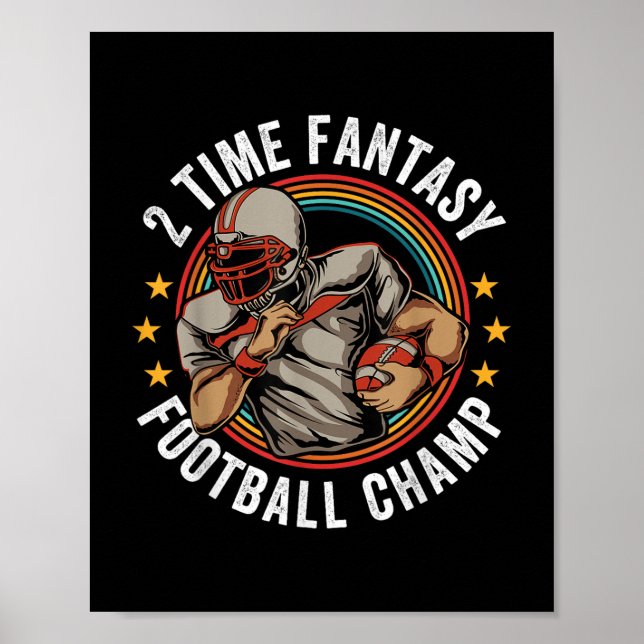 Poster 2 Time Fantasy Futebol Champ Ffl Winner Retro (Frente)