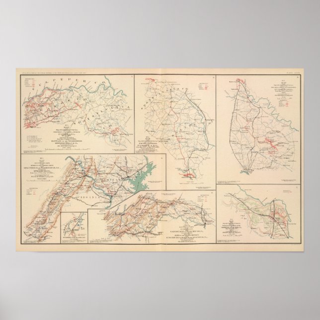 Póster 2d Corps AN Va, campos, piquetes, rotas (Frente)