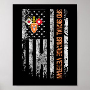 Poster 3º Sinal Brigada Veteran Vintage U.s Flag Vetera