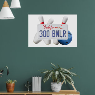 Poster 300 BWLR California Plate, Boliche Wall Art