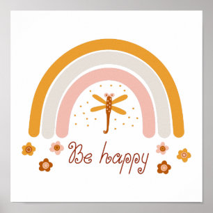Poster 30,5 x 30,5 cm - Rainbow Be Happy