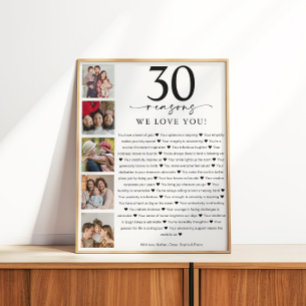 Póster 30 Motivos que o amamos Aniversário ou Aniversário