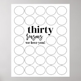 Poster 30 Razões Pela Qual Te Amo Aniversário.