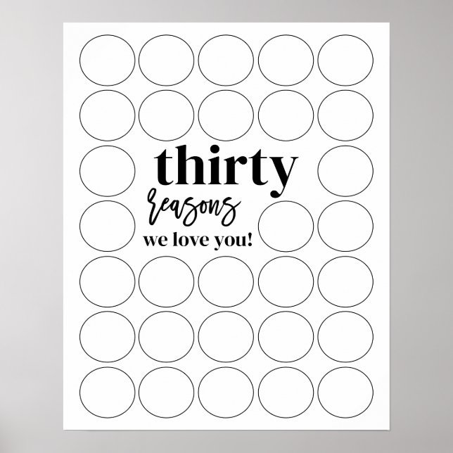 Poster 30 Razões Pela Qual Te Amo Aniversário. (Frente)