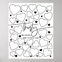 Poster 30 Razões Pela Qual Te Amo Coração O Aniversário