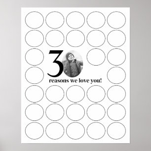 Poster 30 Razões Que Te Amo Memórias De Aniversário
