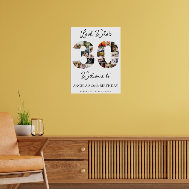 Poster 30th Birthday Photo Collage Sign look who's 30 (Sala de Estar 2)