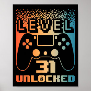 Poster 31º Aniversário Para Homens Nível 31 Jogador Desbl