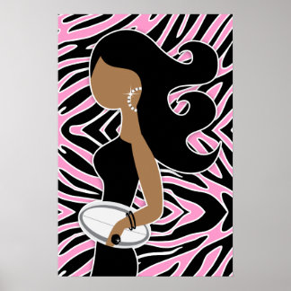 Poster 311 Rugby Fashionista Bling Zebra Rosa