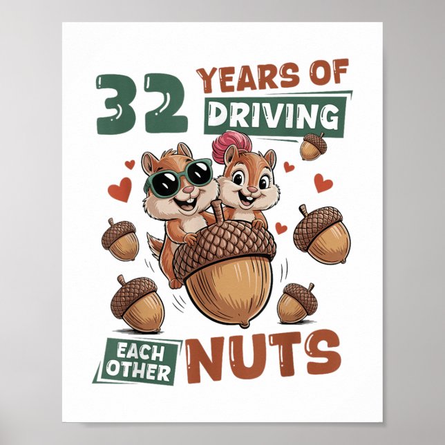Poster 32º aniversário de casamento 32 anos de Casal (Frente)
