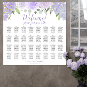 Poster 32 Gráfico de Assentos de Casamento Floral Roxo-Me