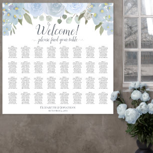 Poster 32 Gráfico de Assentos Florais Chic Boho Azul com