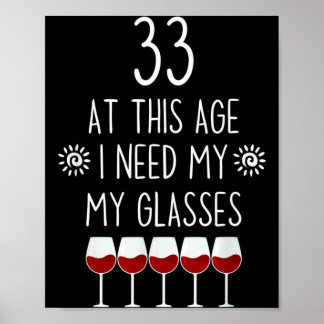 Poster 33 Citação de Aniversário Amante de Vinho Preciso 