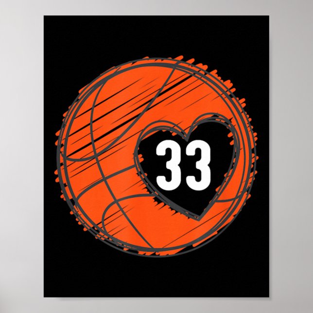 Poster 33 Número 33 - Gráfico de Basquete Diz Bola Bbola (Frente)