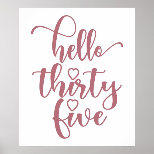 Poster 35º Aniversário Mulheres Olá 35 Cute 35 Anos (Frente)