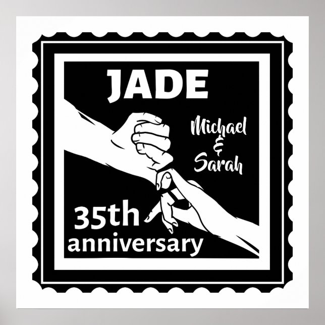 Poster 35.º aniversário de casamento de mãos dadas (Frente)