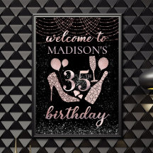 35.º aniversário, Rosa Dourado e brilhante preto p