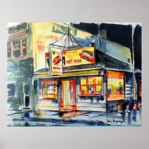 Poster 36"" aguarela encarnado Chicago do rancho x24