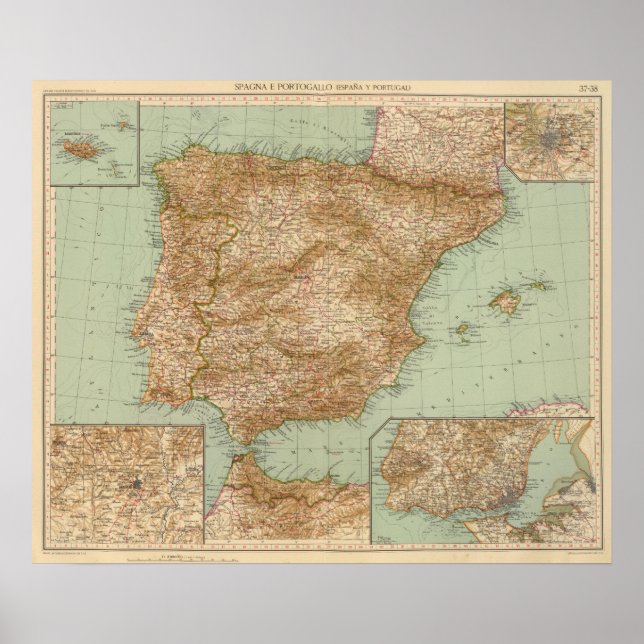 Póster 3738 Espanha, Portugal (Frente)