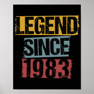 Poster 39 anos Vintage 1983 39º aniversário