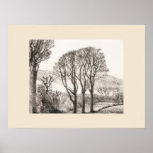 3 Árvores Cornwall Impressão, Eleanor M Hughes Re-