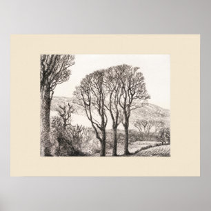 Poster 3 Árvores Cornwall Impressão, Eleanor M Hughes Re-