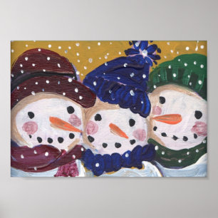 Póster 3 bonecos de neve alegres
