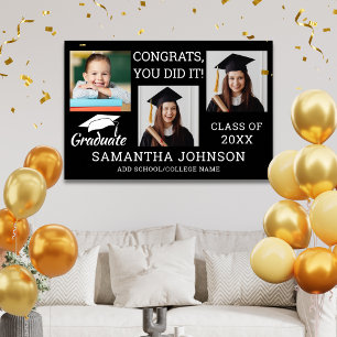 Poster 3 Colagem de Fotos Congrats Graduado 2026 Preto