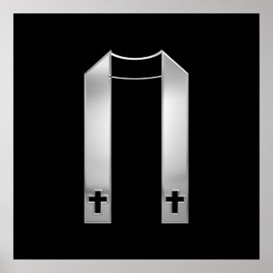 Poster 3-D Look Silver Priest's Stole