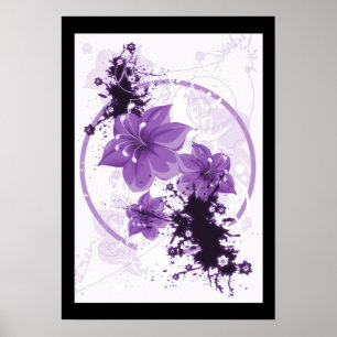 Poster 3 flores bonito - roxo