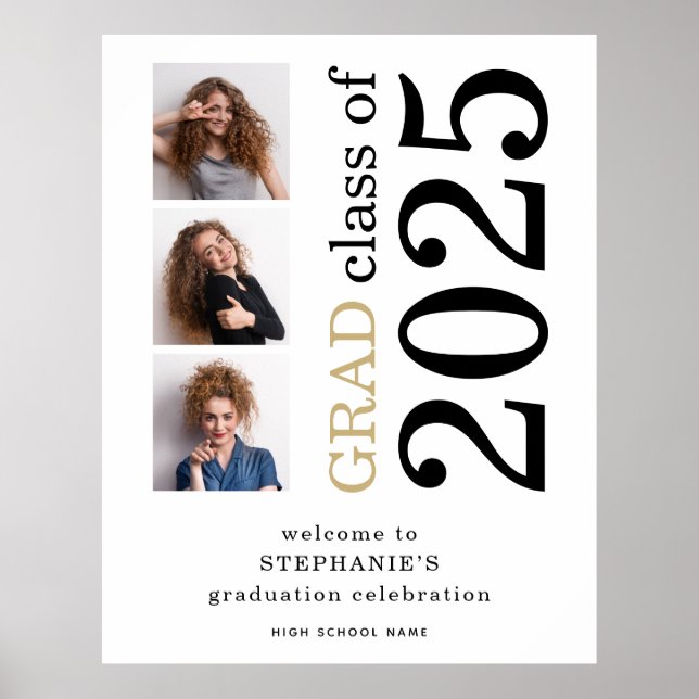 Poster 3 fotos de 2024 White Welcome to Graduation (Boas- (Frente)