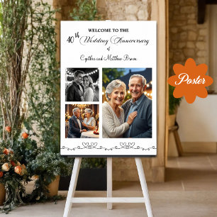 Poster 3 Fotos personalizadas 40º aniversário de casament